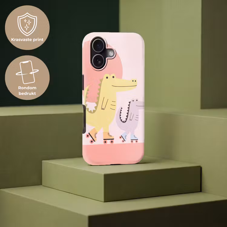 Telefoonhoesje Toughcase - Dieren - Skaten - Illustratie - Speels - Roze — 7