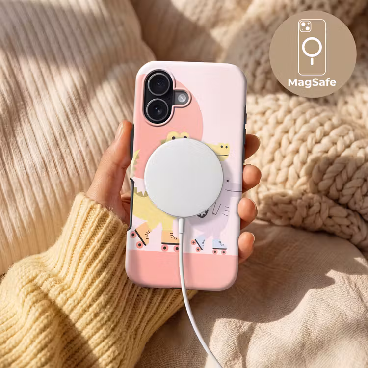Telefoonhoesje Toughcase - Dieren - Skaten - Illustratie - Speels - Roze — 8