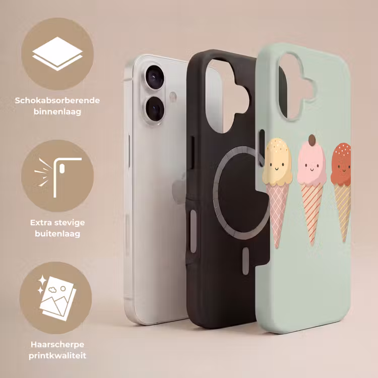 Telefoonhoesje Toughcase - IJs - Hoorntjes - Eten - Illustratie - Vrolijk — 3