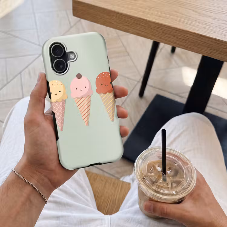 Telefoonhoesje Toughcase - IJs - Hoorntjes - Eten - Illustratie - Vrolijk — 4
