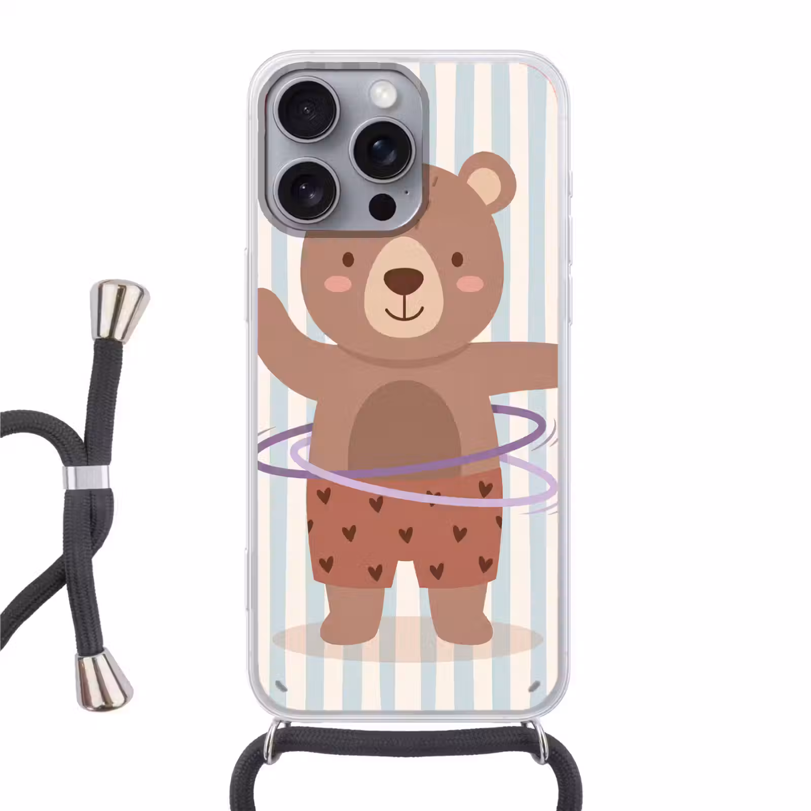 Telefoonhoesje met koord - Beer - Hoepel - Kinderkamer - Illustratie - Bruin — 1