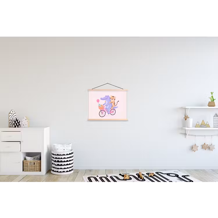 Schoolplaat - Dieren - Fiets - Vriendschap - Illustratie - Roze — 3