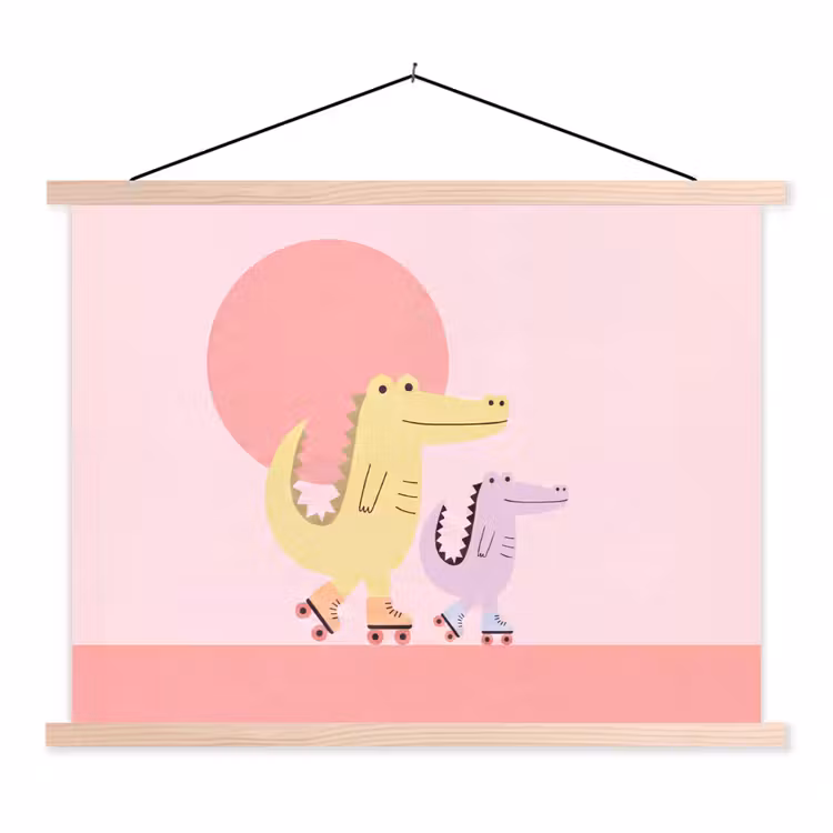 Schoolplaat - Dieren - Skaten - Illustratie - Speels - Roze — 1