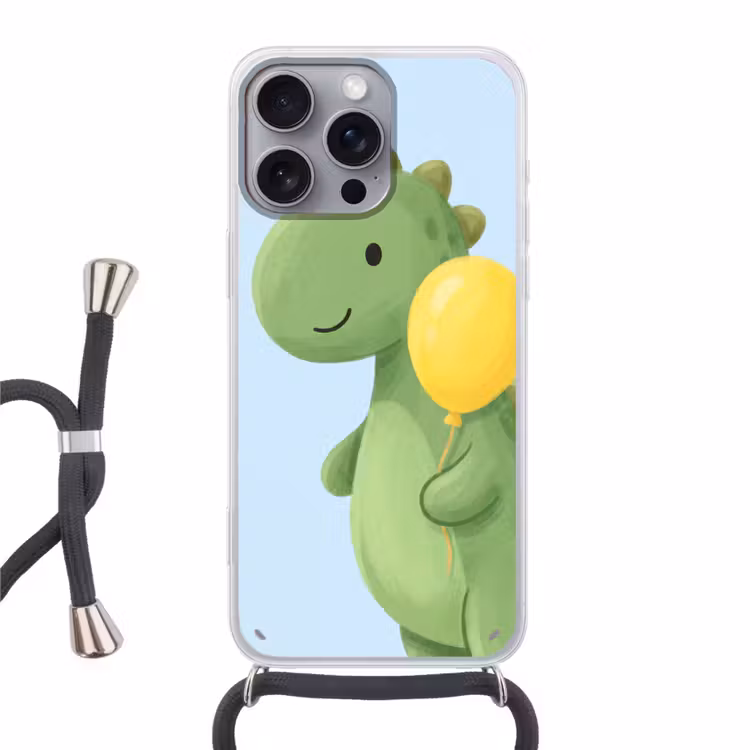 Telefoonhoesje met koord - Dinosaurus - Ballon - Kinderkamer - Illustratie - Groen — 1