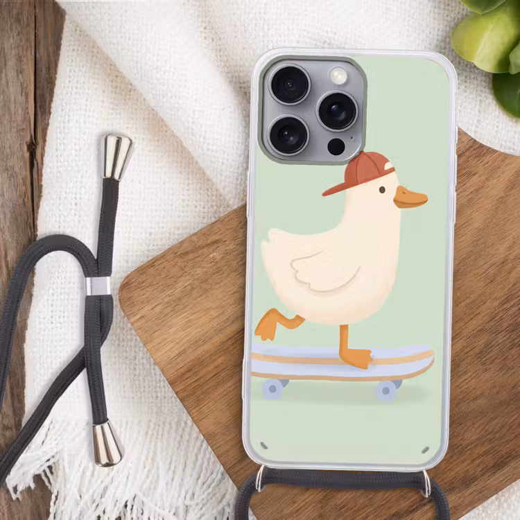Telefoonhoesje met koord - Vogel - Skateboard - Dieren - Cartoon - Speels — 3