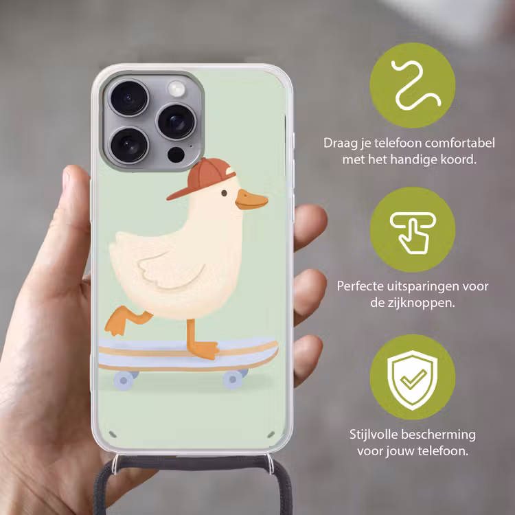 Telefoonhoesje met koord - Vogel - Skateboard - Dieren - Cartoon - Speels — 4