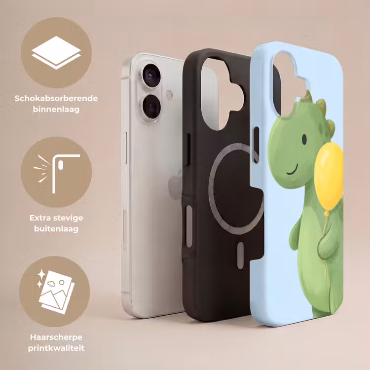 Telefoonhoesje Toughcase - Dinosaurus - Ballon - Kinderkamer - Illustratie - Groen — 3