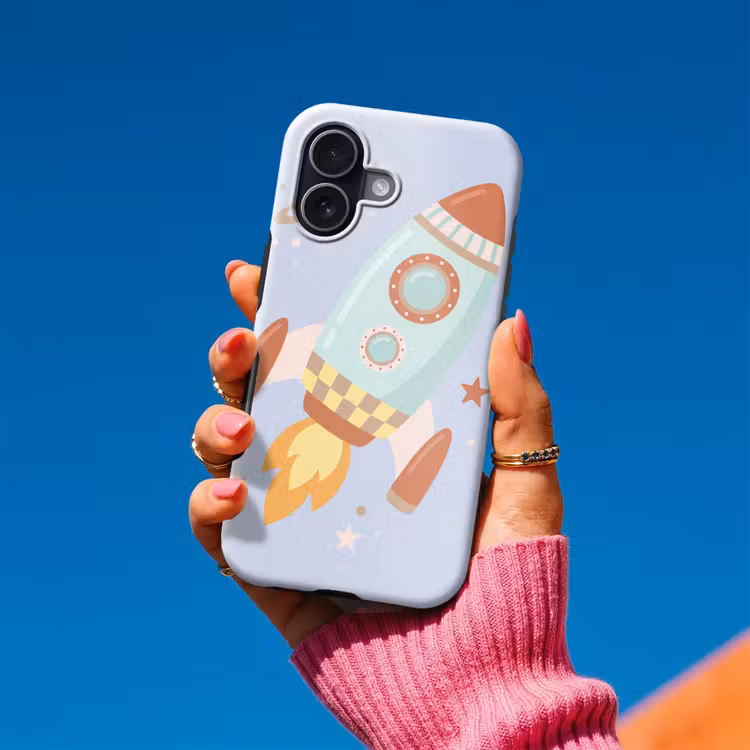 Telefoonhoesje Toughcase - Raket - Ruimte - Planeet - Illustratie — 2