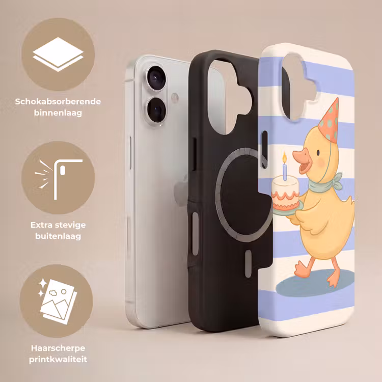 Telefoonhoesje Toughcase - Vogel - Feest - Taart - Kinder - Illustratie — 3