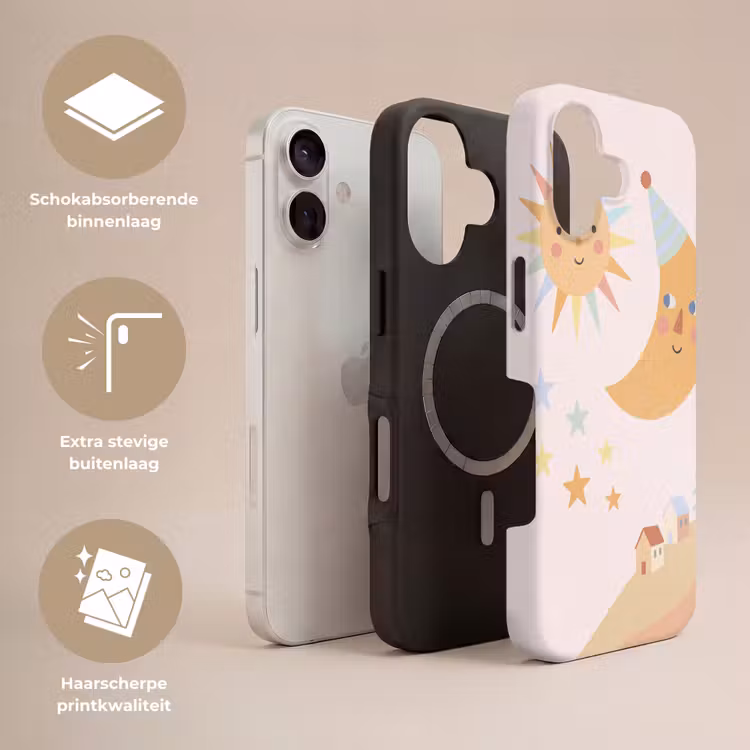 Telefoonhoesje Toughcase - Zon - Maan - Sterren - Kinderkamer - Pastel — 3