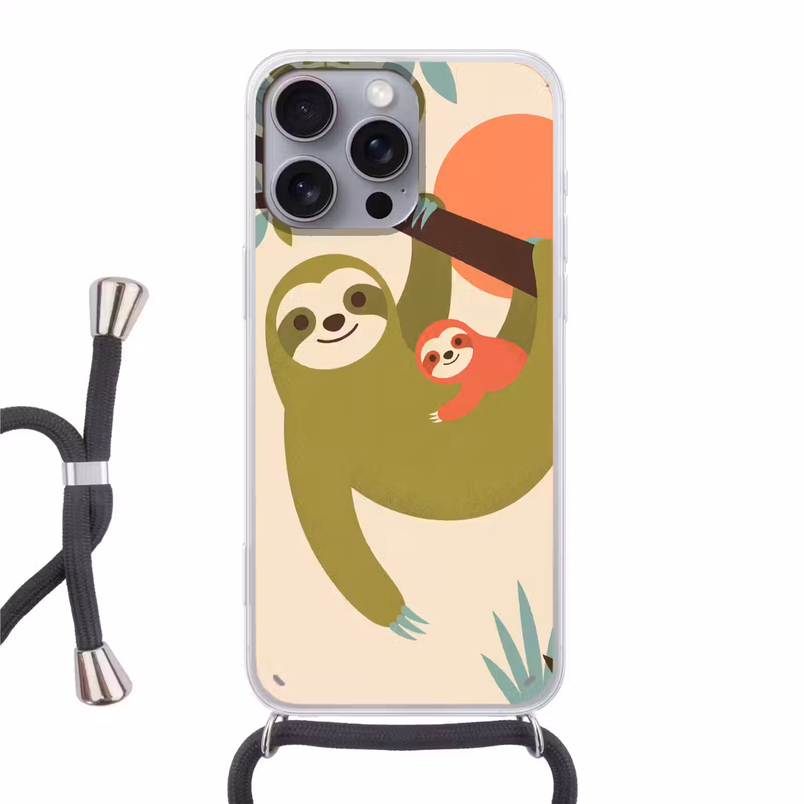 Telefoonhoesje met koord - Dieren - Moeder - Baby - Natuur - Groen — 1