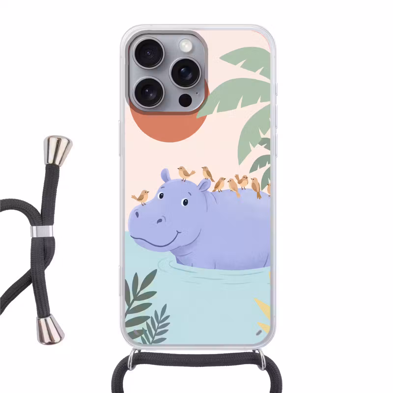 Telefoonhoesje met koord - Dieren - Vogel - Water - Natuur - Illustratie — 1