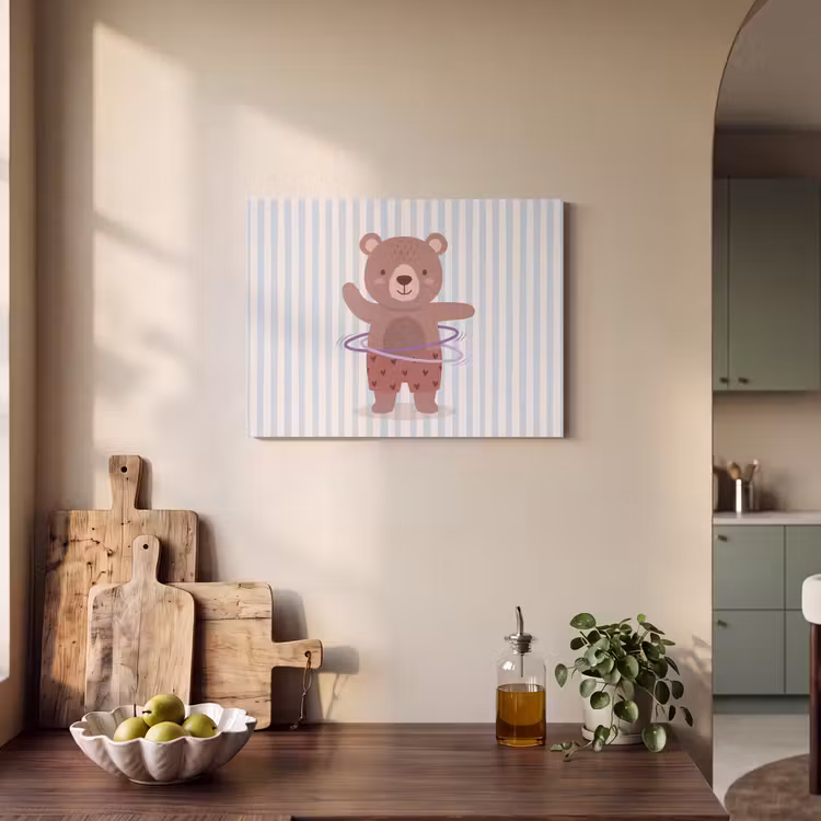 Akoestisch schilderij - Beer - Hoepel - Kinderkamer - Illustratie - Bruin — 3