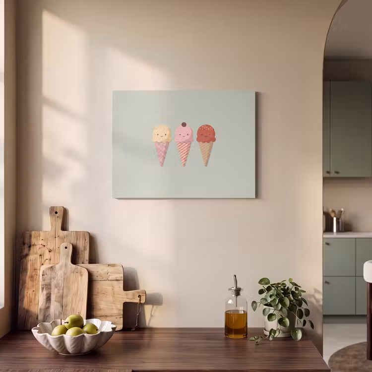 Akoestisch schilderij - IJs - Hoorntjes - Eten - Illustratie - Vrolijk — 3