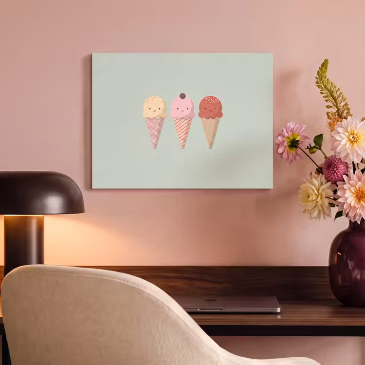 Akoestisch schilderij - IJs - Hoorntjes - Eten - Illustratie - Vrolijk — 4