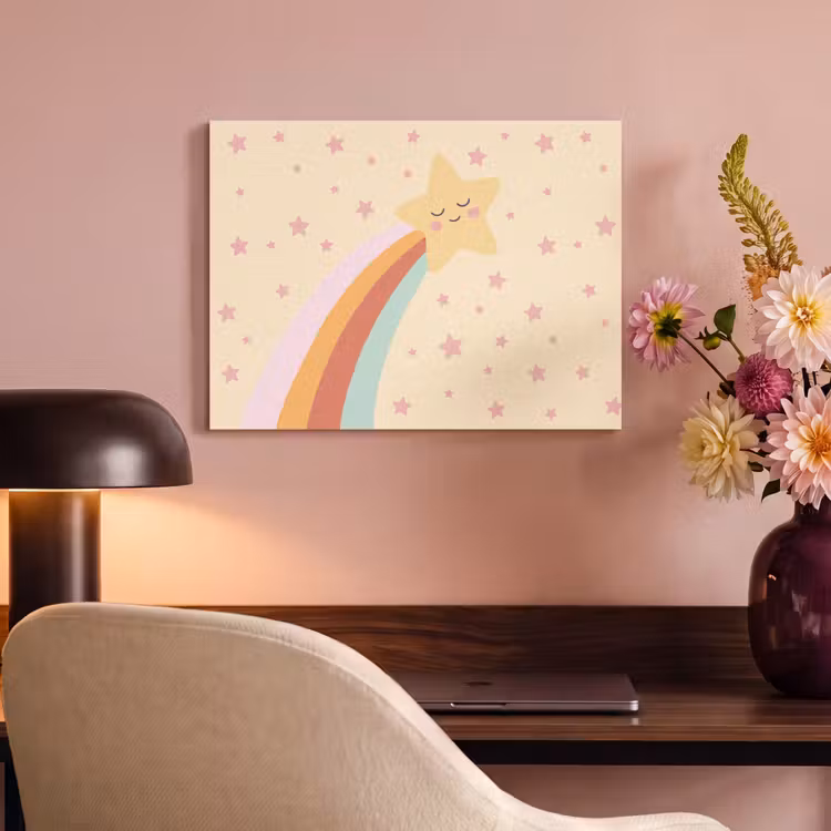 Akoestisch schilderij - Ster - Regenboog - Nacht - Illustratie - Pastel — 4