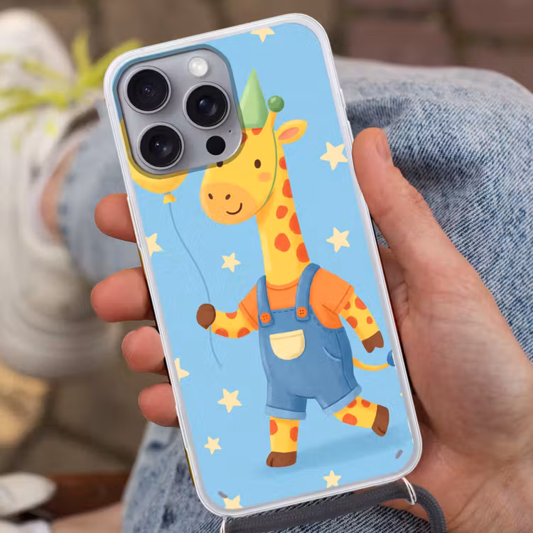 Telefoonhoesje met koord - Dieren - Giraffe - Ballon - Feest - Kinderkamer — 2