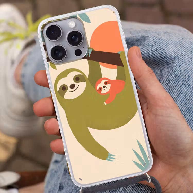 Telefoonhoesje met koord - Dieren - Moeder - Baby - Natuur - Groen — 2