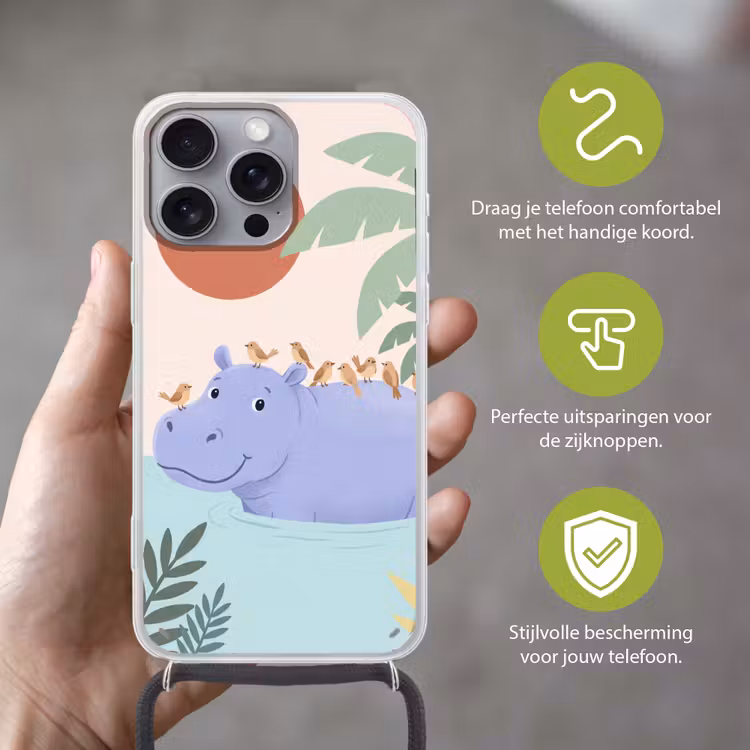 Telefoonhoesje met koord - Dieren - Vogel - Water - Natuur - Illustratie — 4
