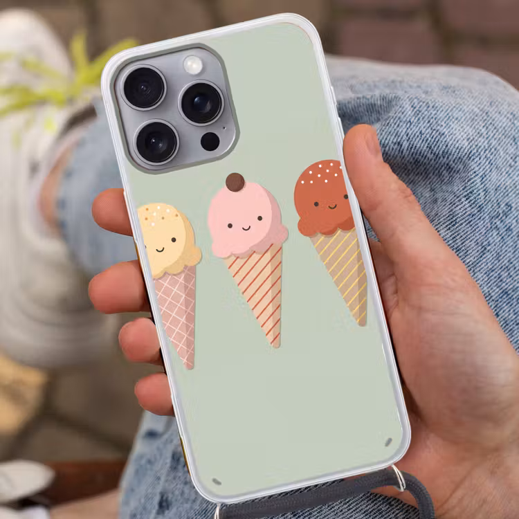 Telefoonhoesje met koord - IJs - Hoorntjes - Eten - Illustratie - Vrolijk — 2