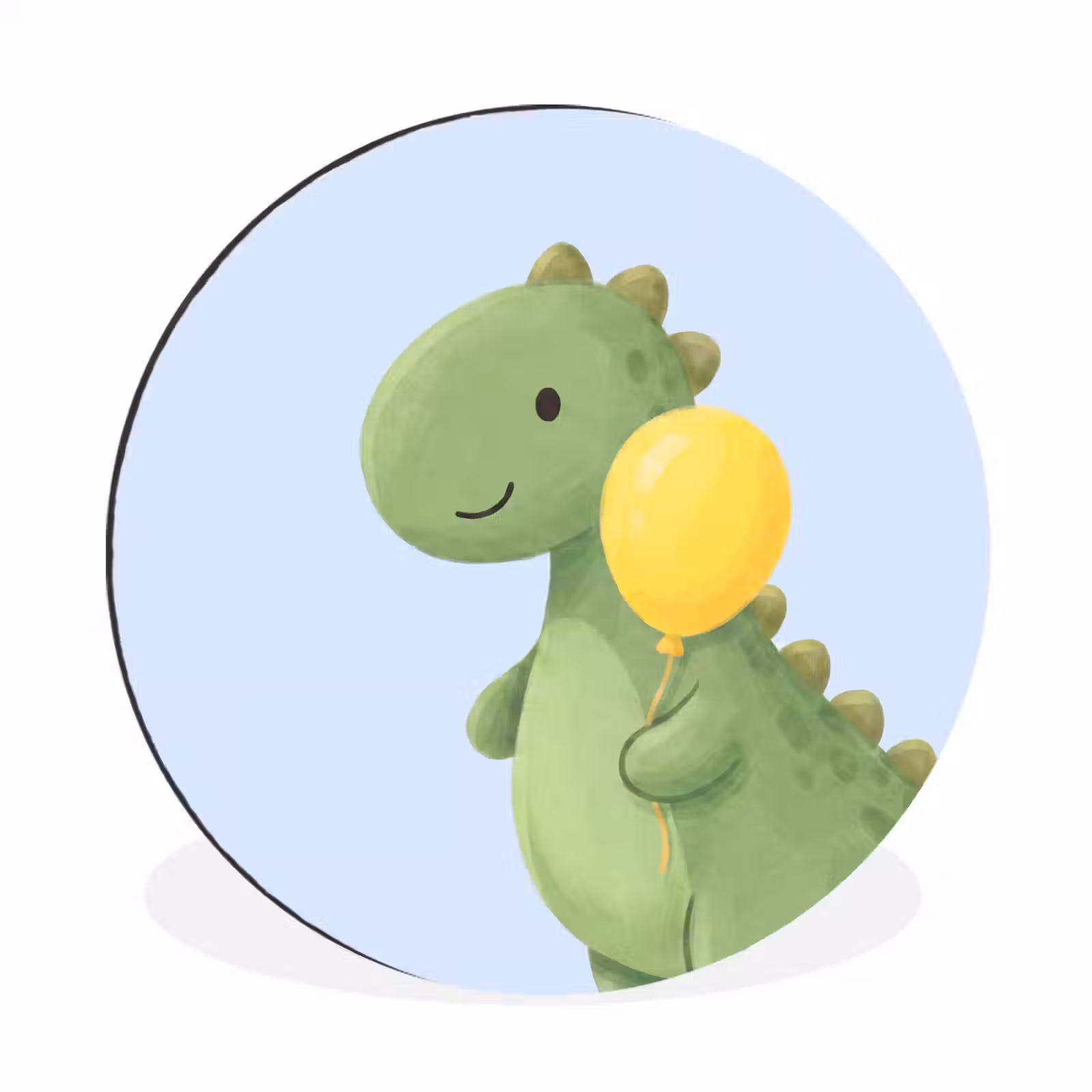 Muurcirkel aluminium - Dinosaurus - Ballon - Kinderkamer - Illustratie - Groen — 1
