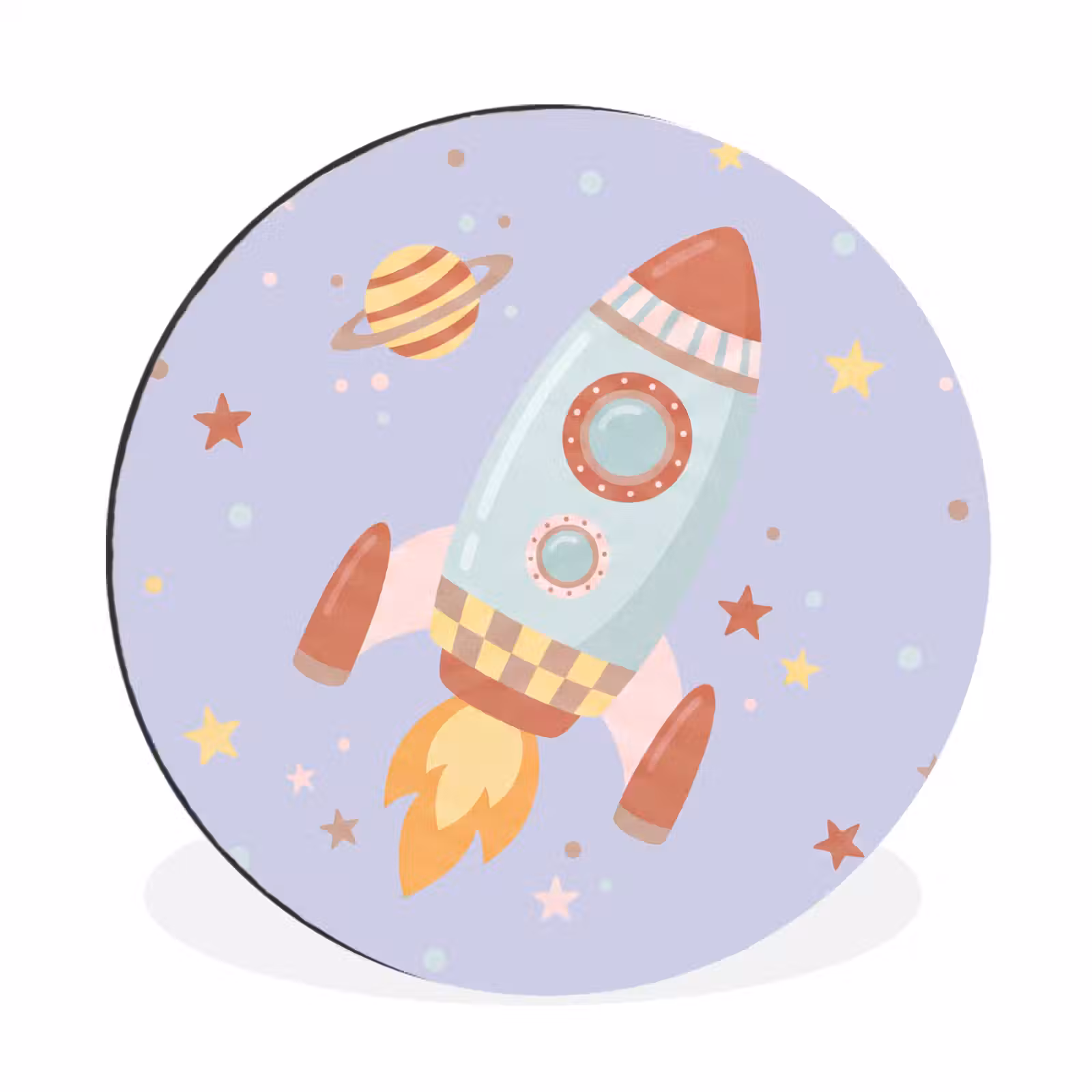 Muurcirkel aluminium - Raket - Ruimte - Planeet - Illustratie — 1