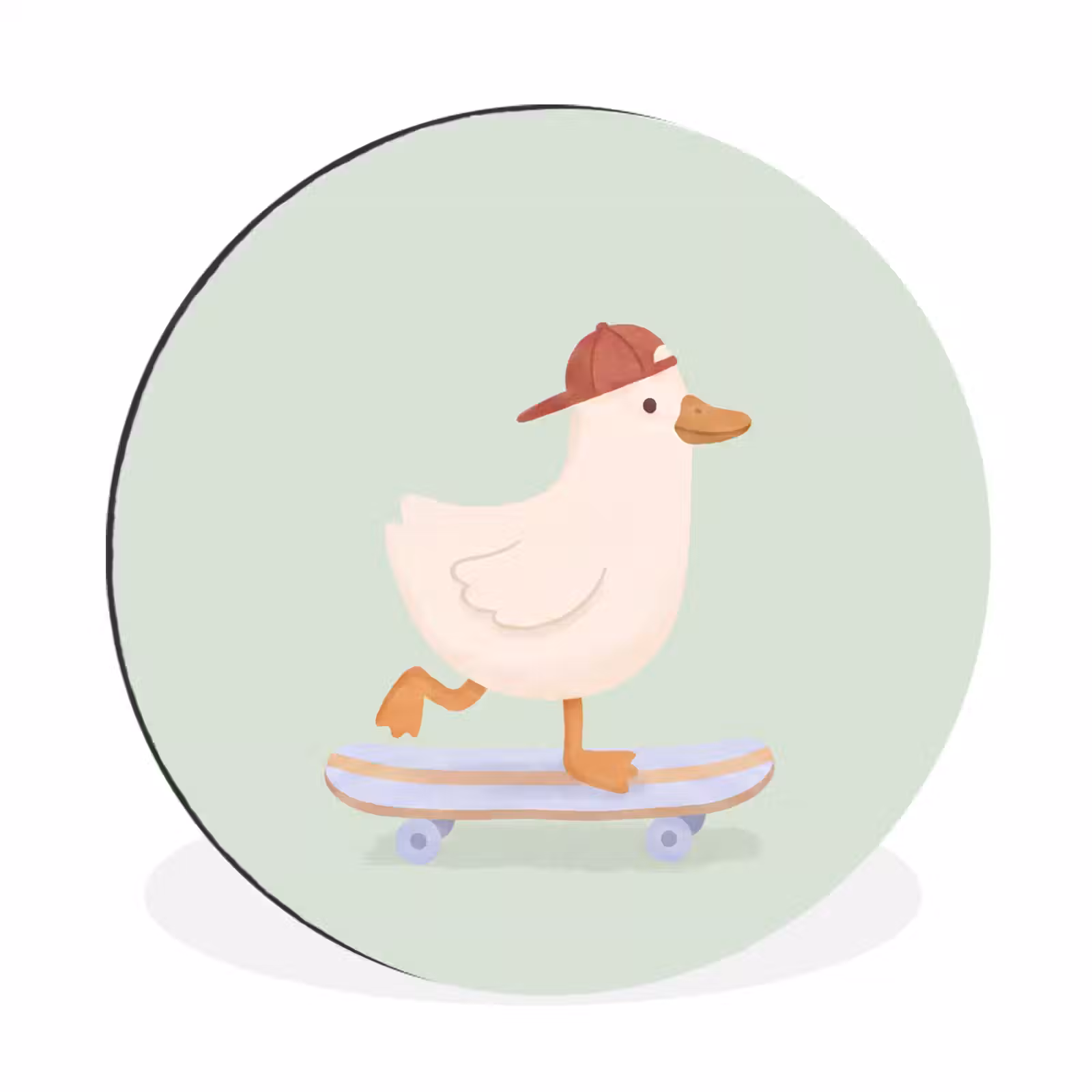 Muurcirkel aluminium - Vogel - Skateboard - Dieren - Cartoon - Speels — 1