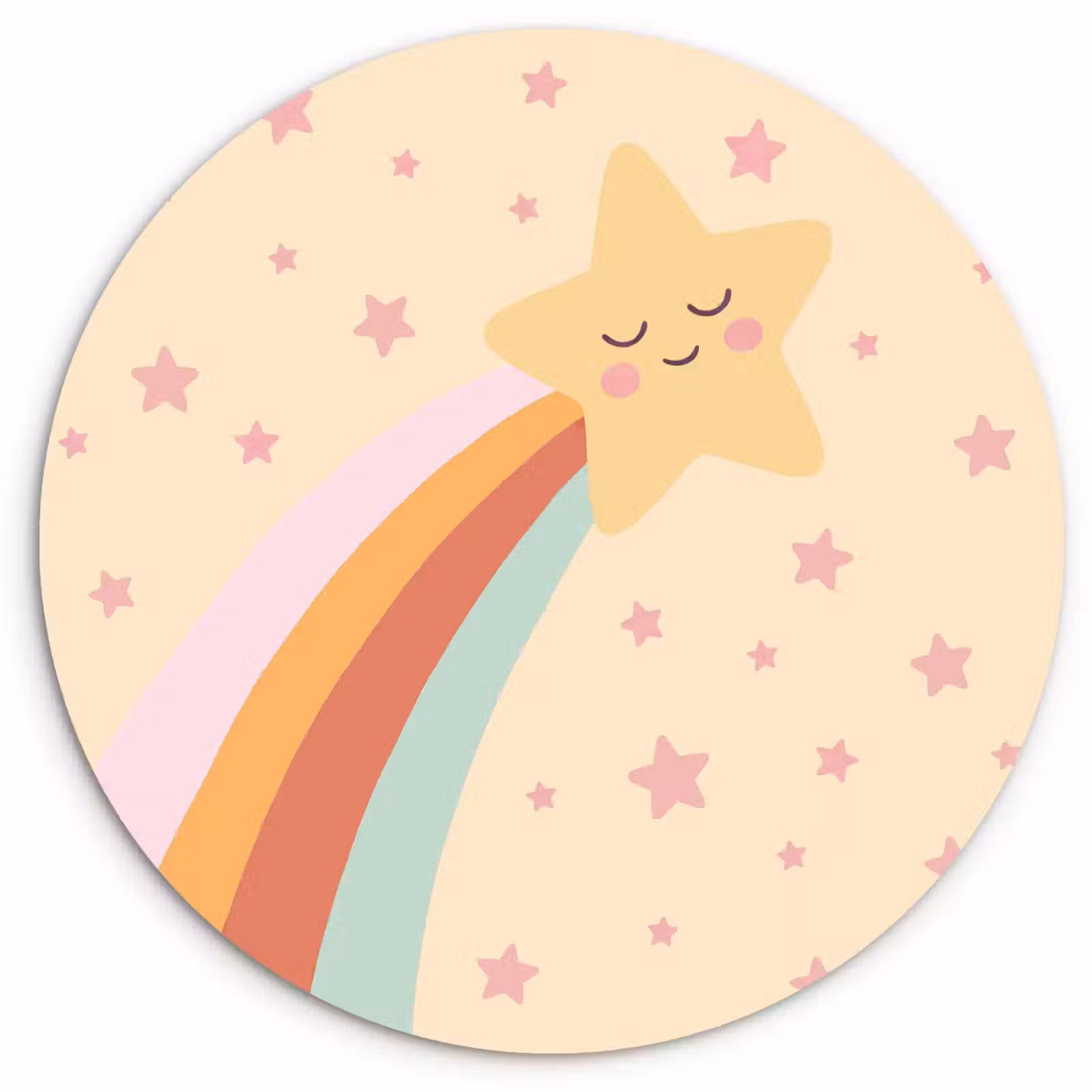 Muurcirkel glas - Ster - Regenboog - Nacht - Illustratie - Pastel — 1