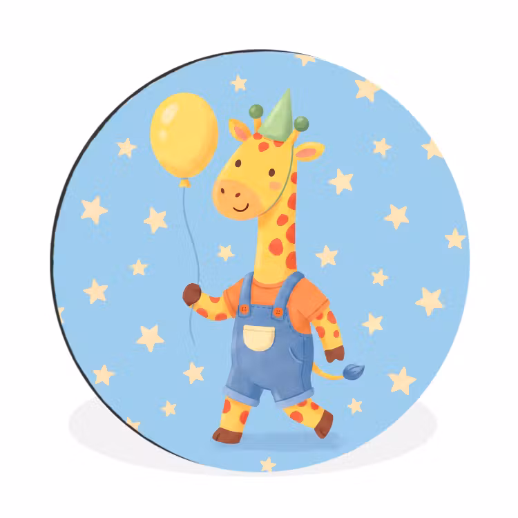 Muurcirkel aluminium - Dieren - Giraffe - Ballon - Feest - Kinderkamer — 1