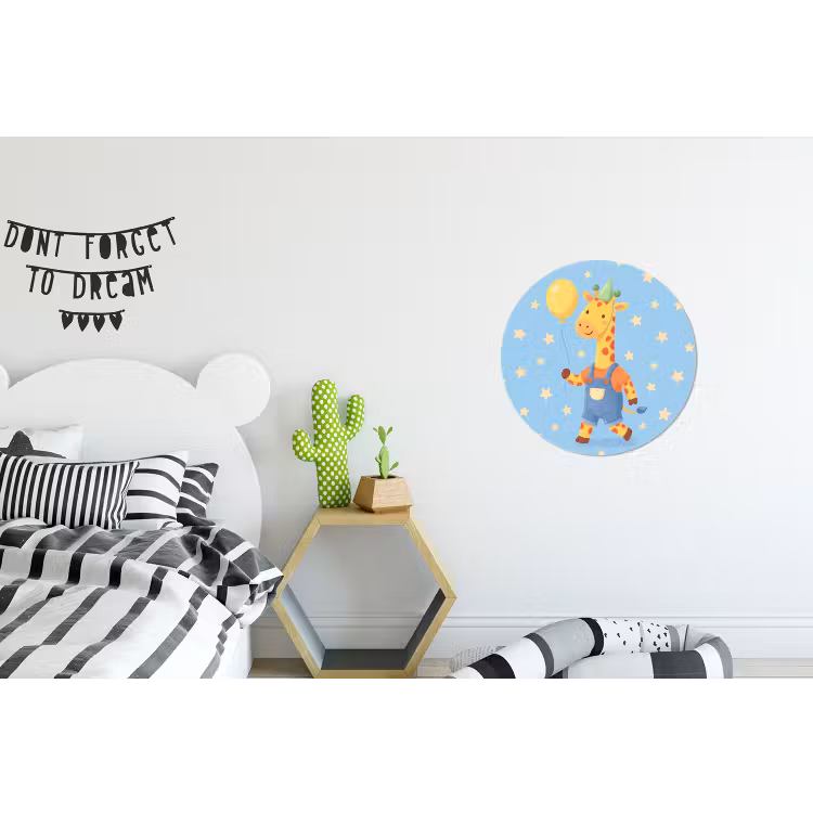 Muurcirkel aluminium - Dieren - Giraffe - Ballon - Feest - Kinderkamer — 5