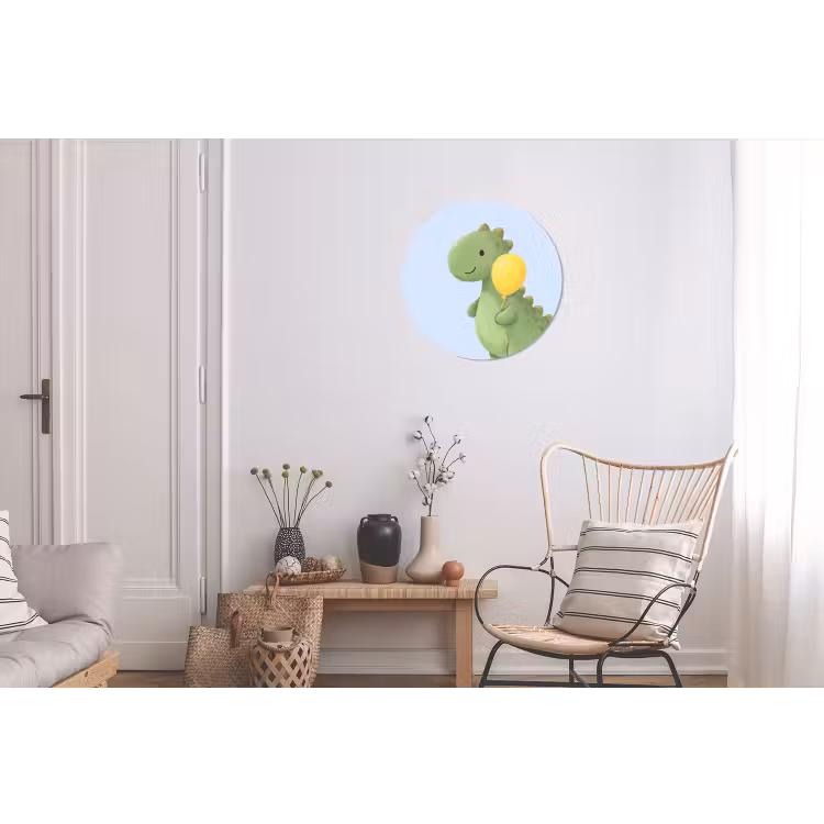 Muurcirkel aluminium - Dinosaurus - Ballon - Kinderkamer - Illustratie - Groen — 2