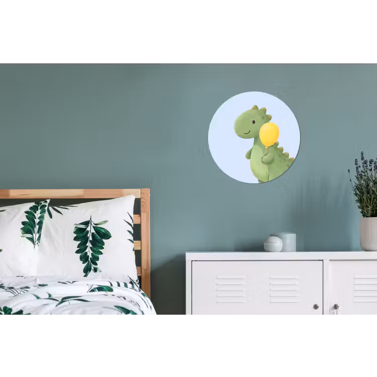 Muurcirkel aluminium - Dinosaurus - Ballon - Kinderkamer - Illustratie - Groen — 4