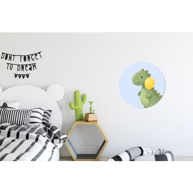 Muurcirkel aluminium - Dinosaurus - Ballon - Kinderkamer - Illustratie - Groen — 5