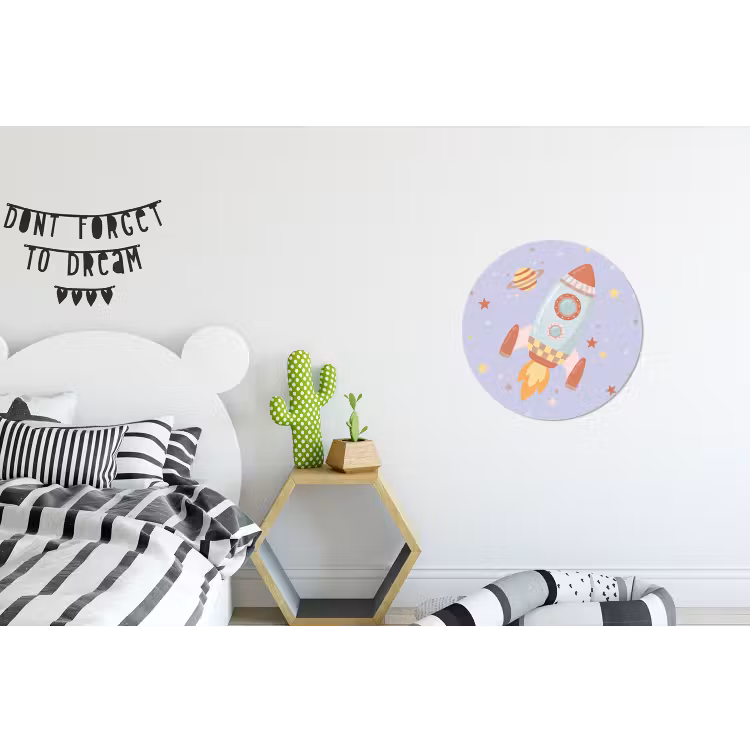 Muurcirkel aluminium - Raket - Ruimte - Planeet - Illustratie — 5
