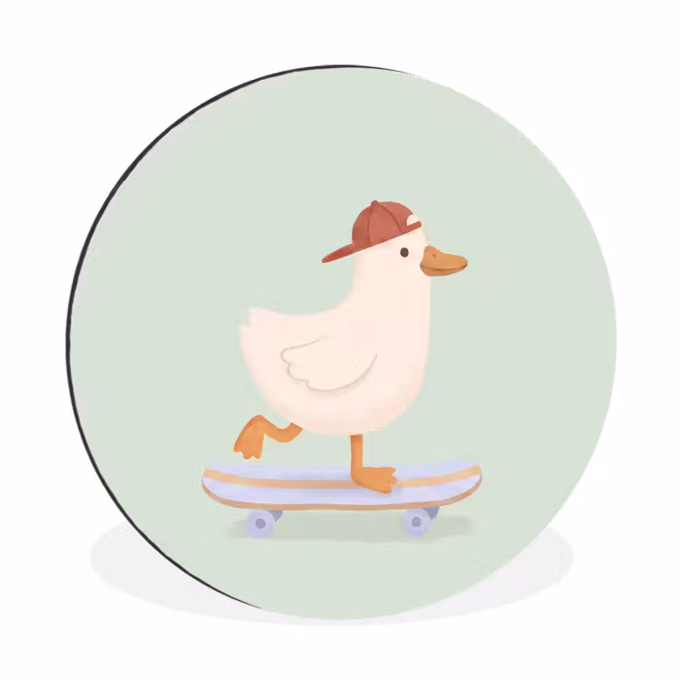 Muurcirkel aluminium - Vogel - Skateboard - Dieren - Cartoon - Speels — 1