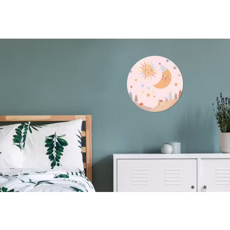 Muurcirkel aluminium - Zon - Maan - Sterren - Kinderkamer - Pastel — 4