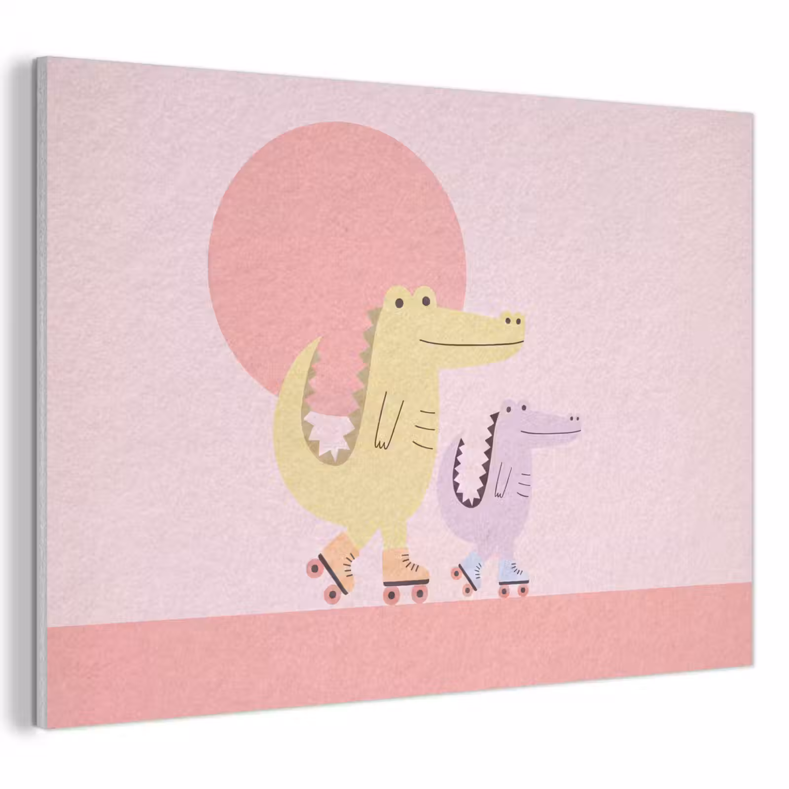 Akoestisch schilderij - Dieren - Skaten - Illustratie - Speels - Roze — 1