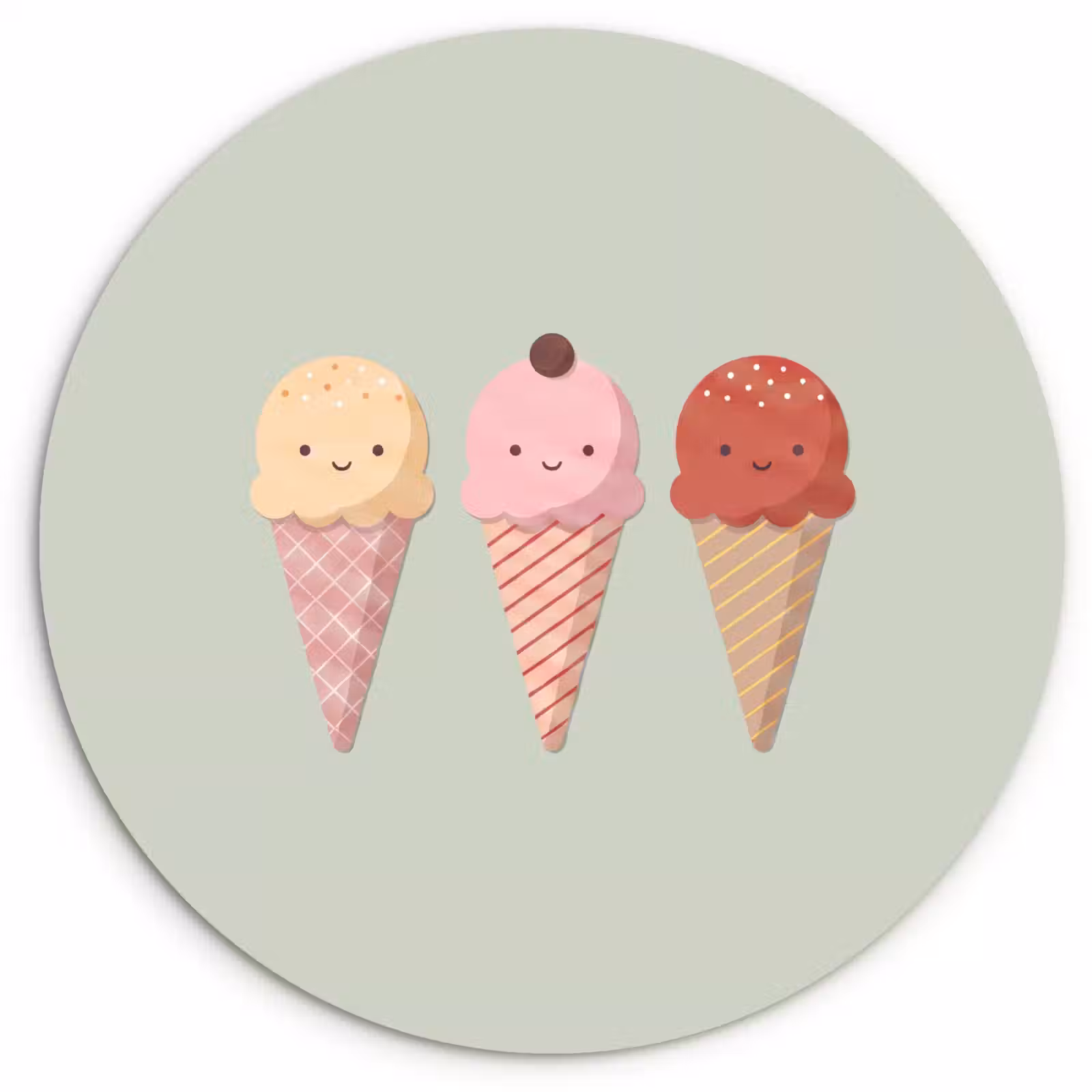 Muurcirkel glas - IJs - Hoorntjes - Eten - Illustratie - Vrolijk — 1