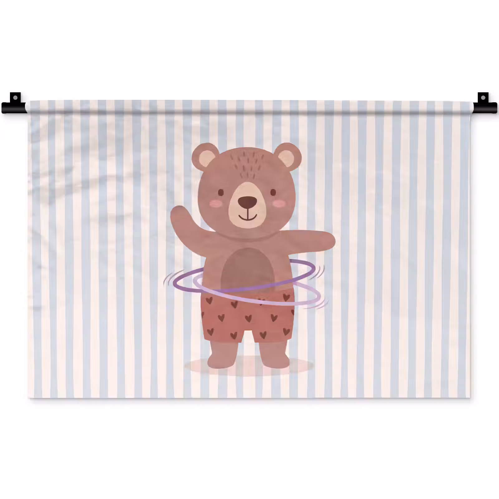 Wandkleed - Beer - Hoepel - Kinderkamer - Illustratie - Bruin — 1
