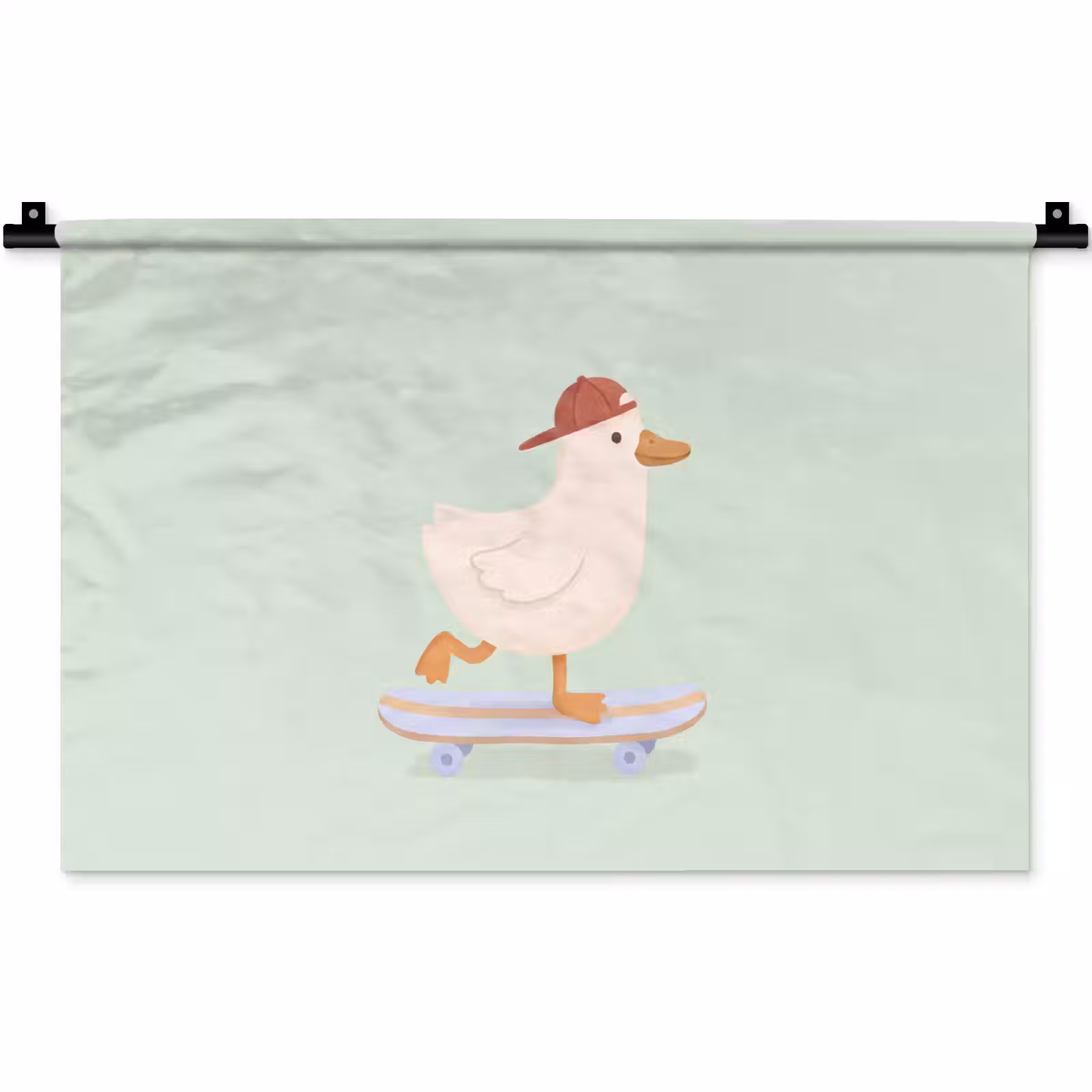 Wandkleed - Vogel - Skateboard - Dieren - Cartoon - Speels — 1