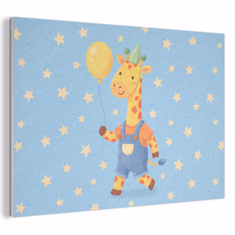 Akoestisch schilderij - Dieren - Giraffe - Ballon - Feest - Kinderkamer — 1