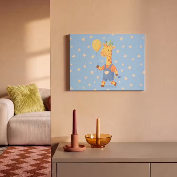 Akoestisch schilderij - Dieren - Giraffe - Ballon - Feest - Kinderkamer — 2