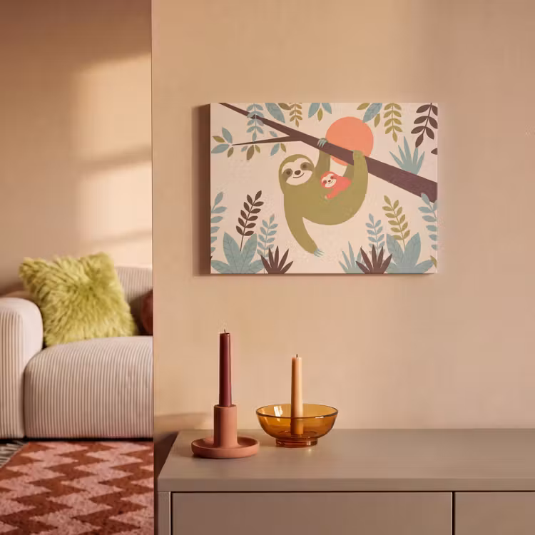 Akoestisch schilderij - Dieren - Moeder - Baby - Natuur - Groen — 2