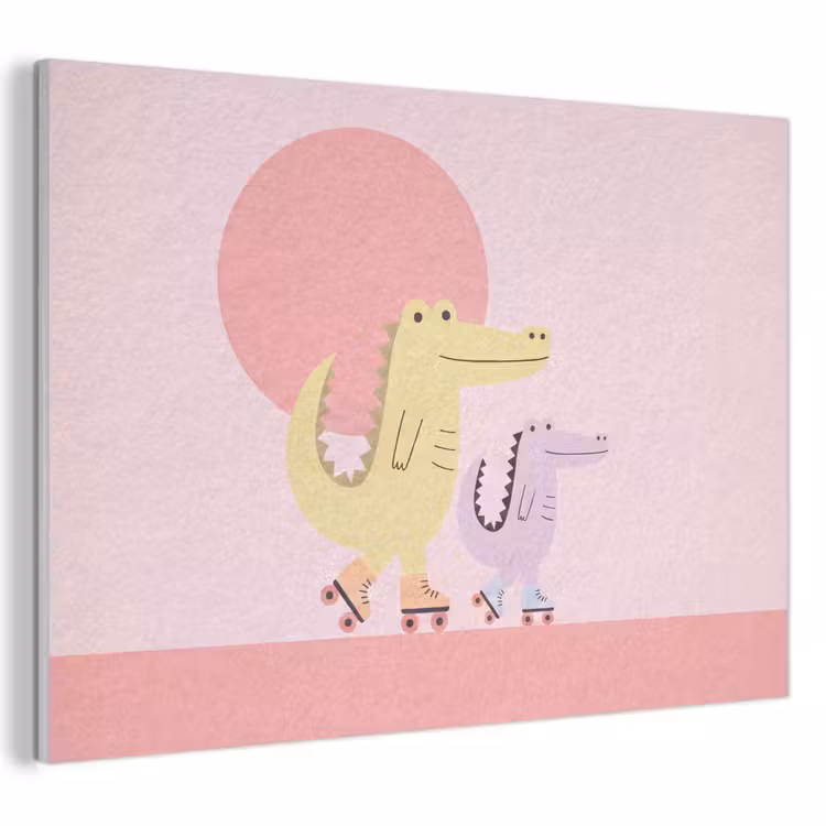 Akoestisch schilderij - Dieren - Skaten - Illustratie - Speels - Roze — 1