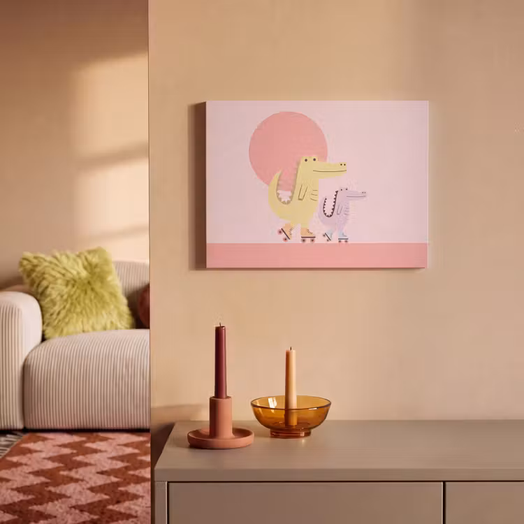 Akoestisch schilderij - Dieren - Skaten - Illustratie - Speels - Roze — 2