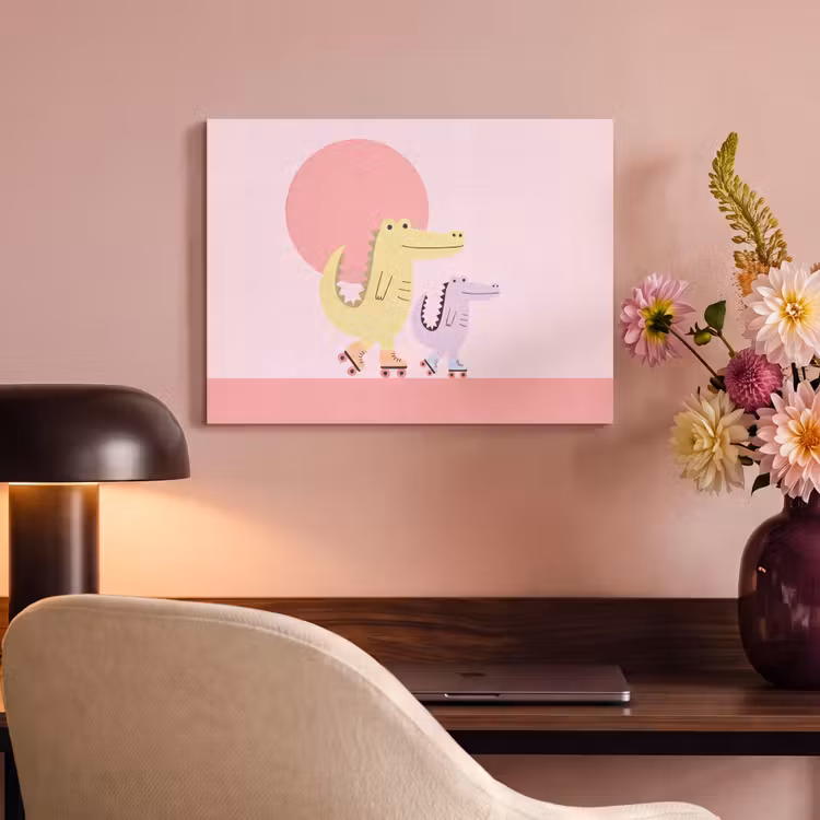 Akoestisch schilderij - Dieren - Skaten - Illustratie - Speels - Roze — 4