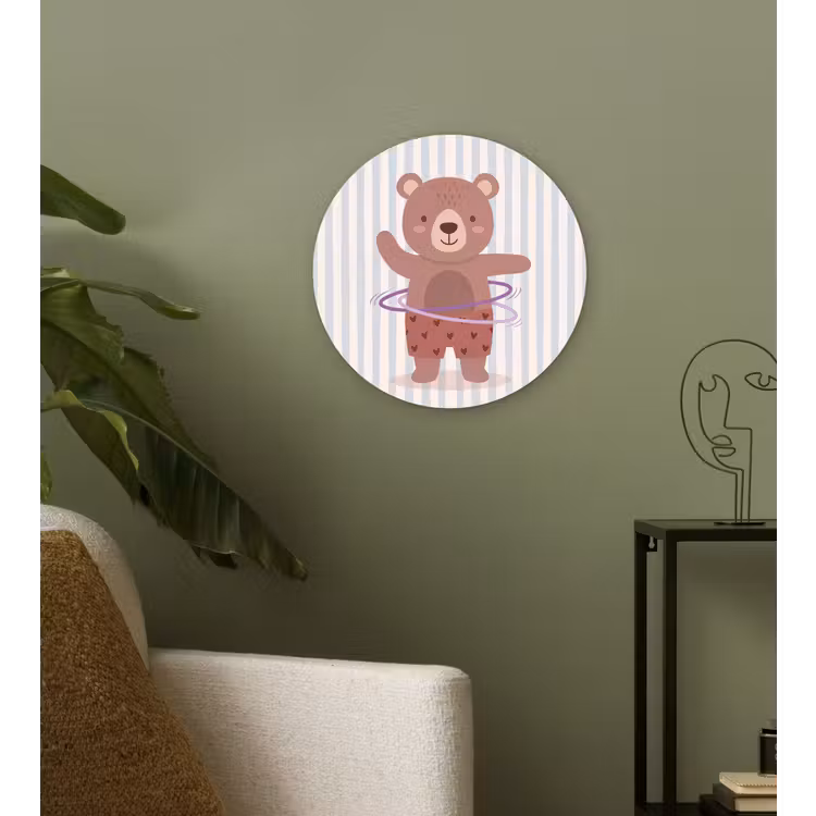 Muurcirkel glas - Beer - Hoepel - Kinderkamer - Illustratie - Bruin — 3