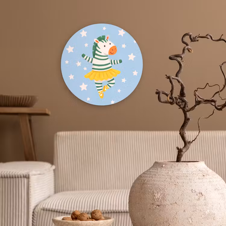 Muurcirkel glas - Dieren - Dans - Illustratie - Kinderkamer - Sterren — 2
