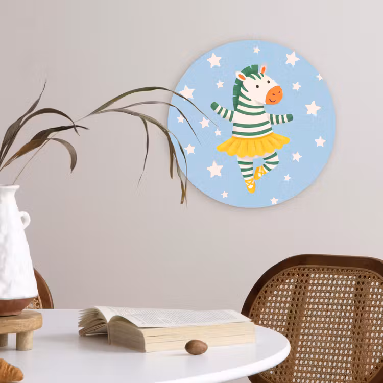 Muurcirkel glas - Dieren - Dans - Illustratie - Kinderkamer - Sterren — 4