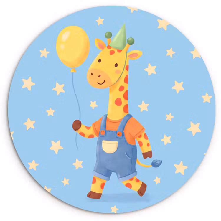Muurcirkel glas - Dieren - Giraffe - Ballon - Feest - Kinderkamer — 1